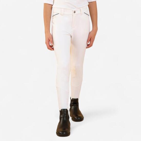 Pantalon de concours équitation basanes agrippantes Enfant - 500 blanc