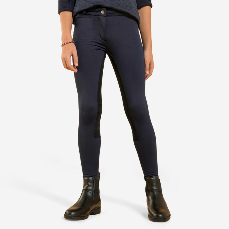 Pantalon équitation fond de peau chaud Enfant - 180 marine