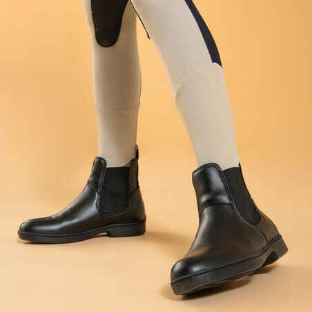 Kids' Horse Riding Lightweight Mesh Jodhpurs with Grippy Suede Patches 500 - Beige