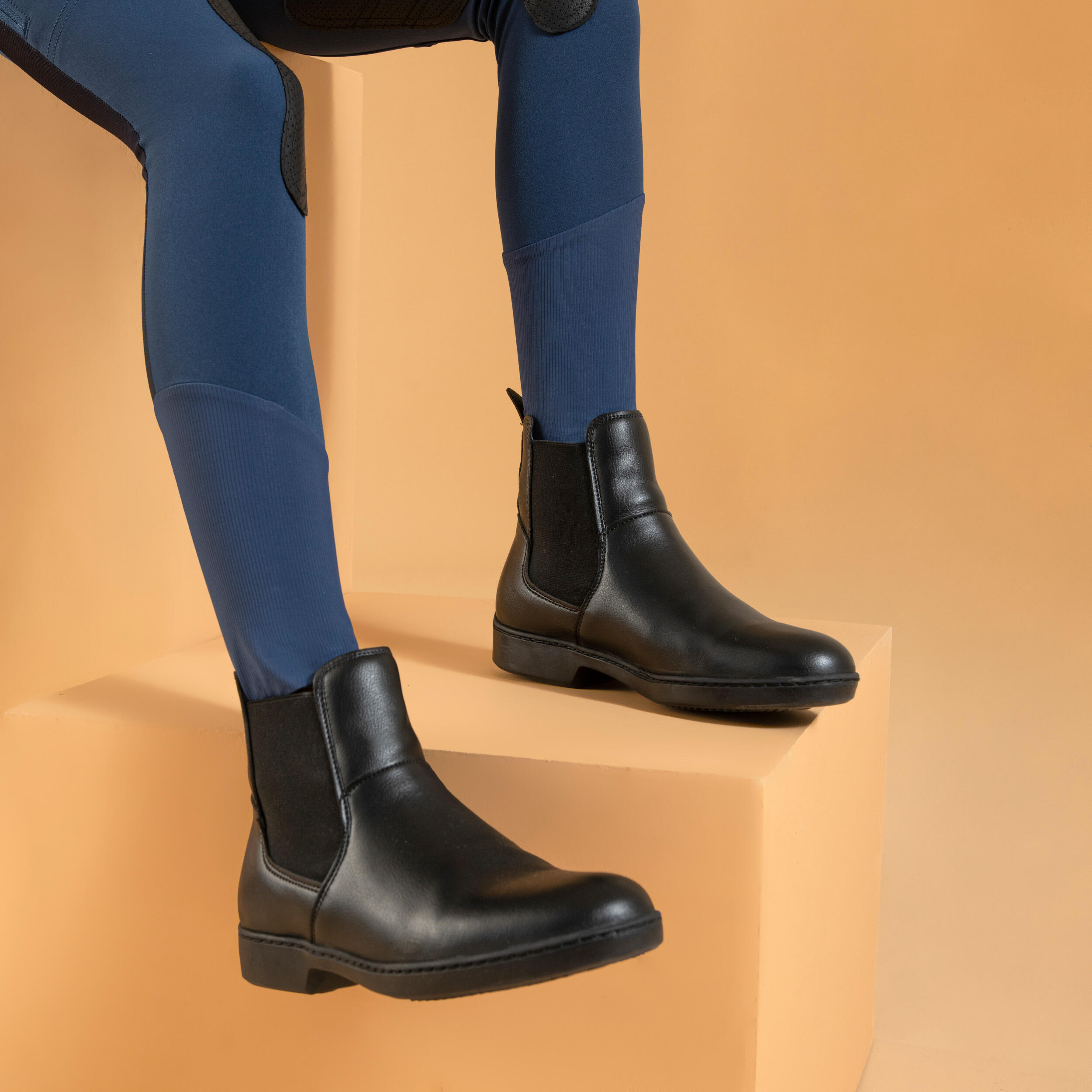 Pantaloni Equitazione Bambini - Cotone Biologico Con Inserti In Silicone, Taglia 146, Blu Notte - Foto 7