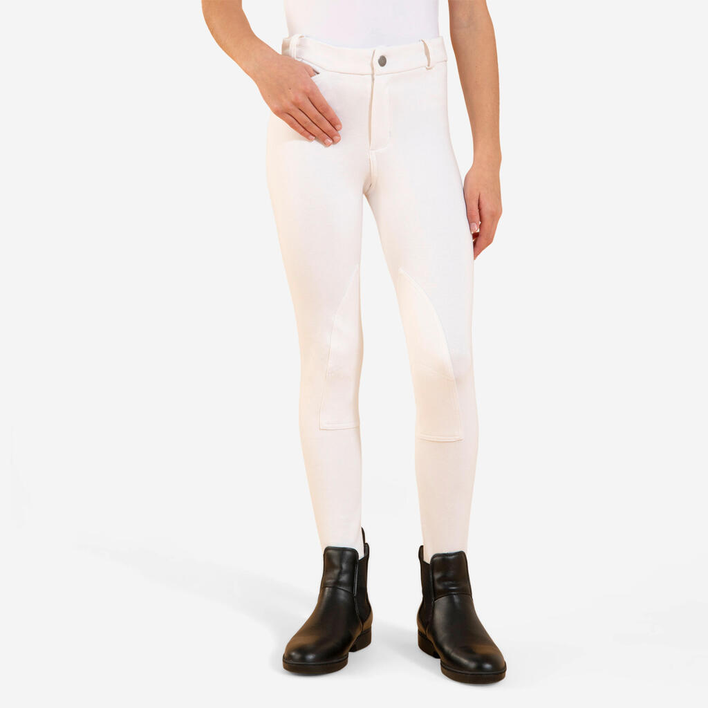 Kids' Horse Riding Show Jodhpurs 100 - White