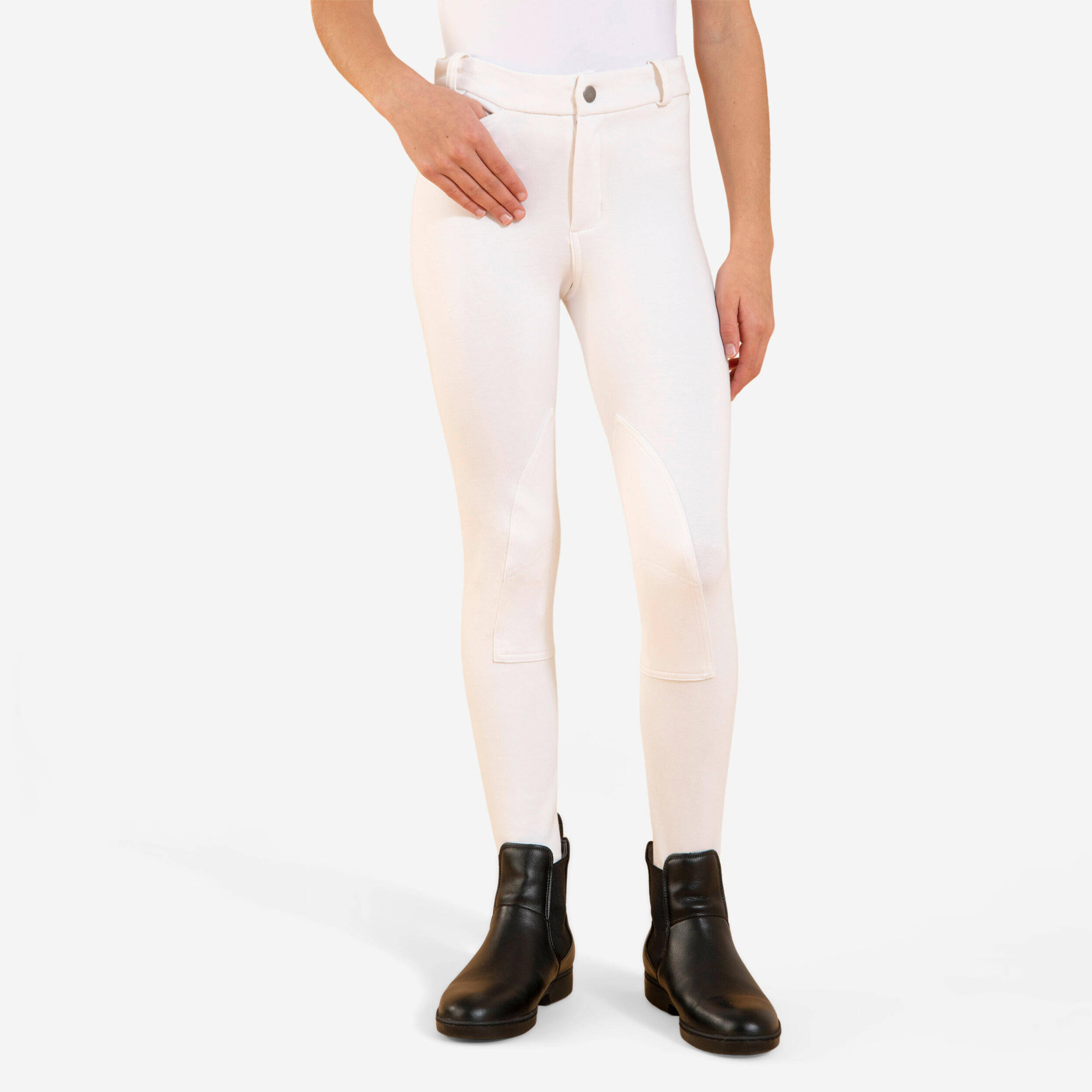 Kids' Horse Riding Show Jodhpurs 100 - White -  1