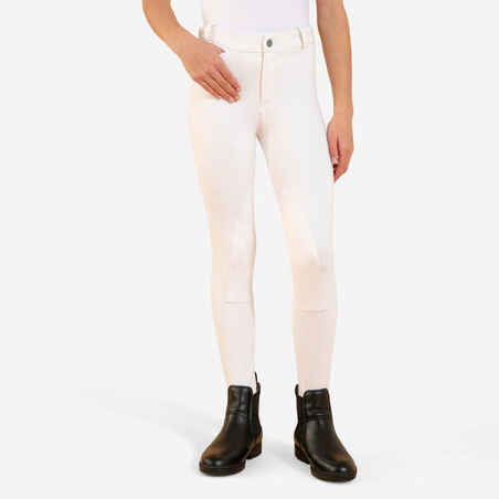 100 Kids' Horse Riding Show Jodhpurs - White