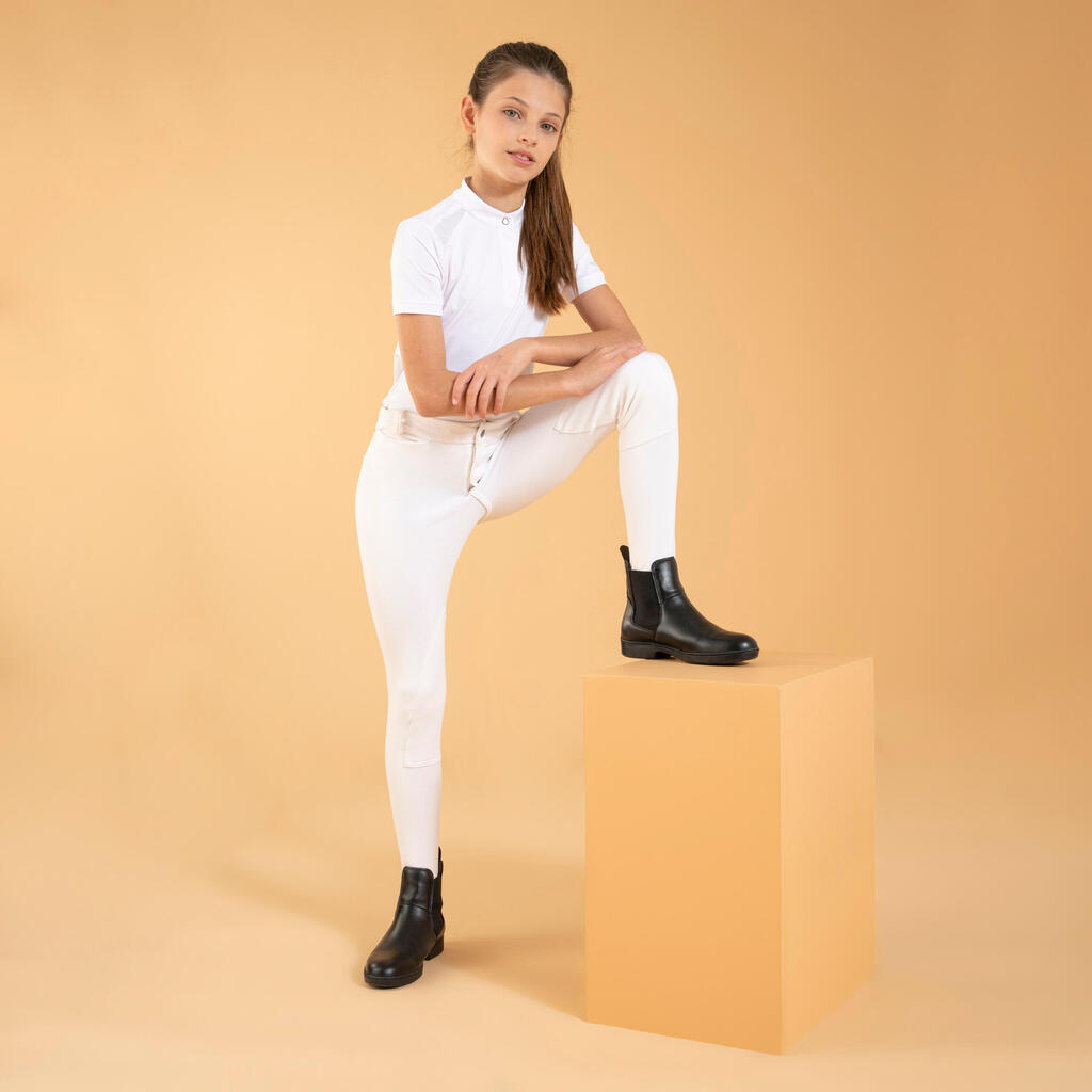 100 Kids' Horse Riding Show Jodhpurs - White