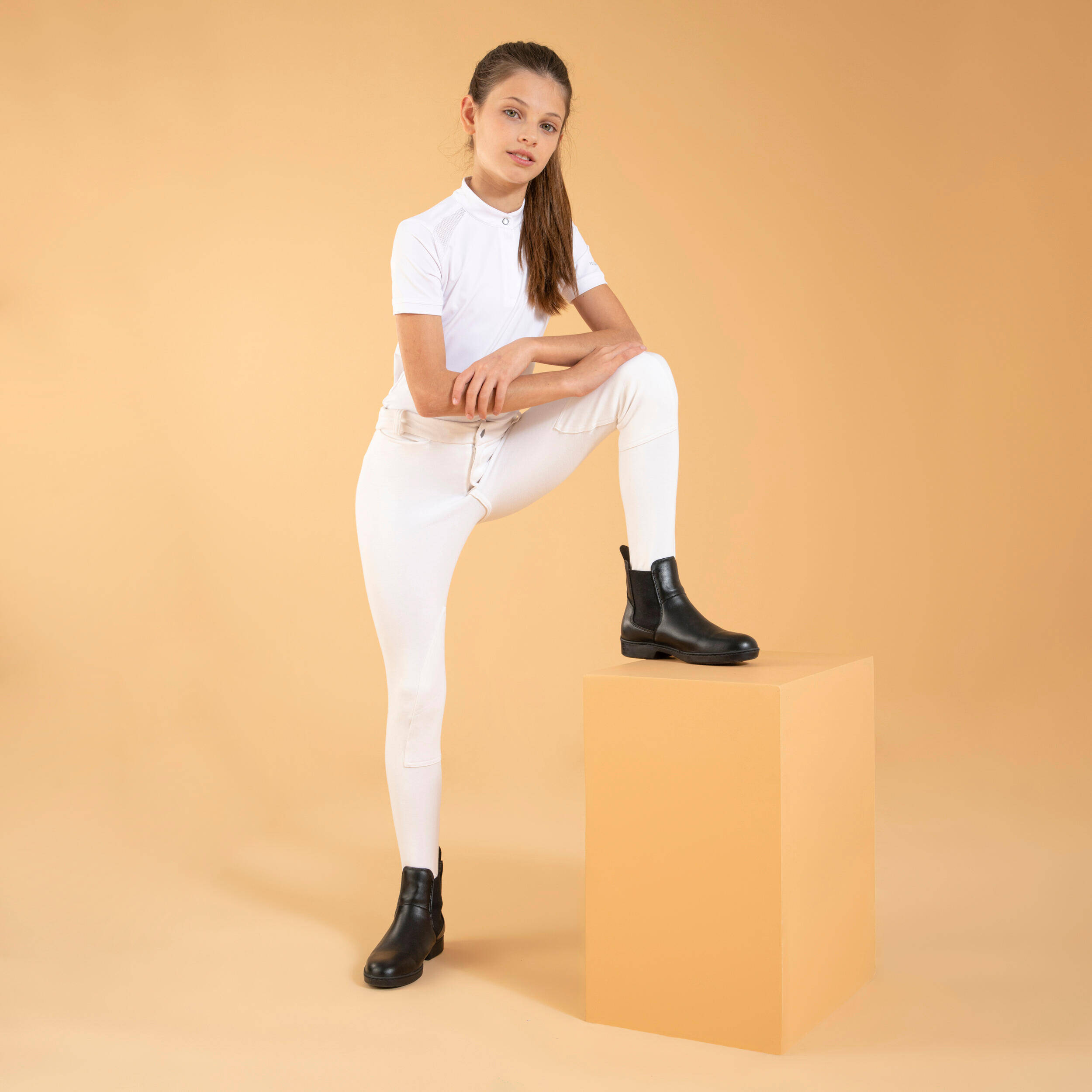 Kids' Horse Riding Show Jodhpurs 100 - White -  2