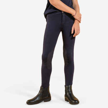 Kids' Horse Riding Suede Patch Jodhpurs 140 - Navy