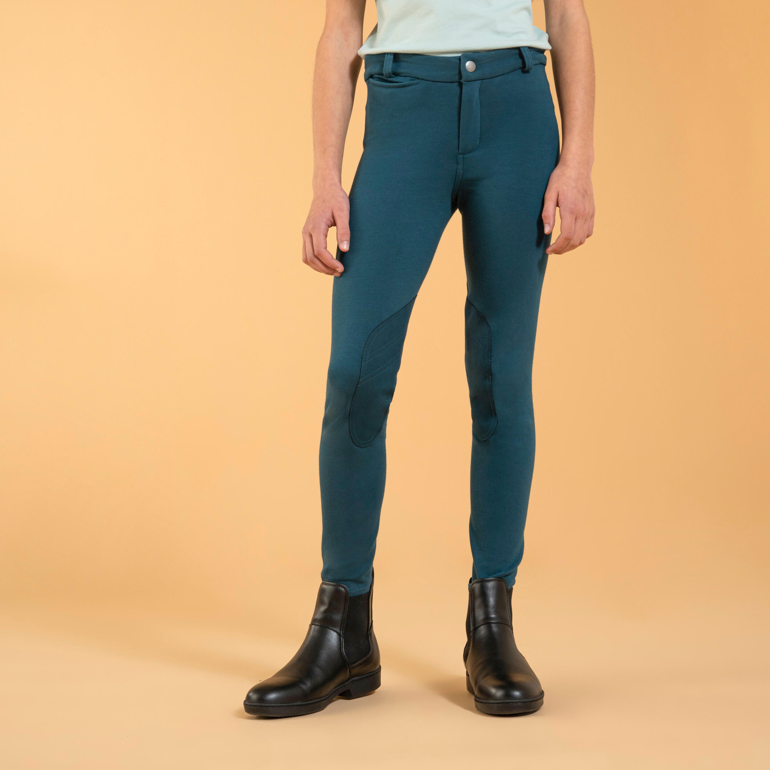 Kids' Horse Riding Jodhpurs 140 - Petrol Blue 4/6