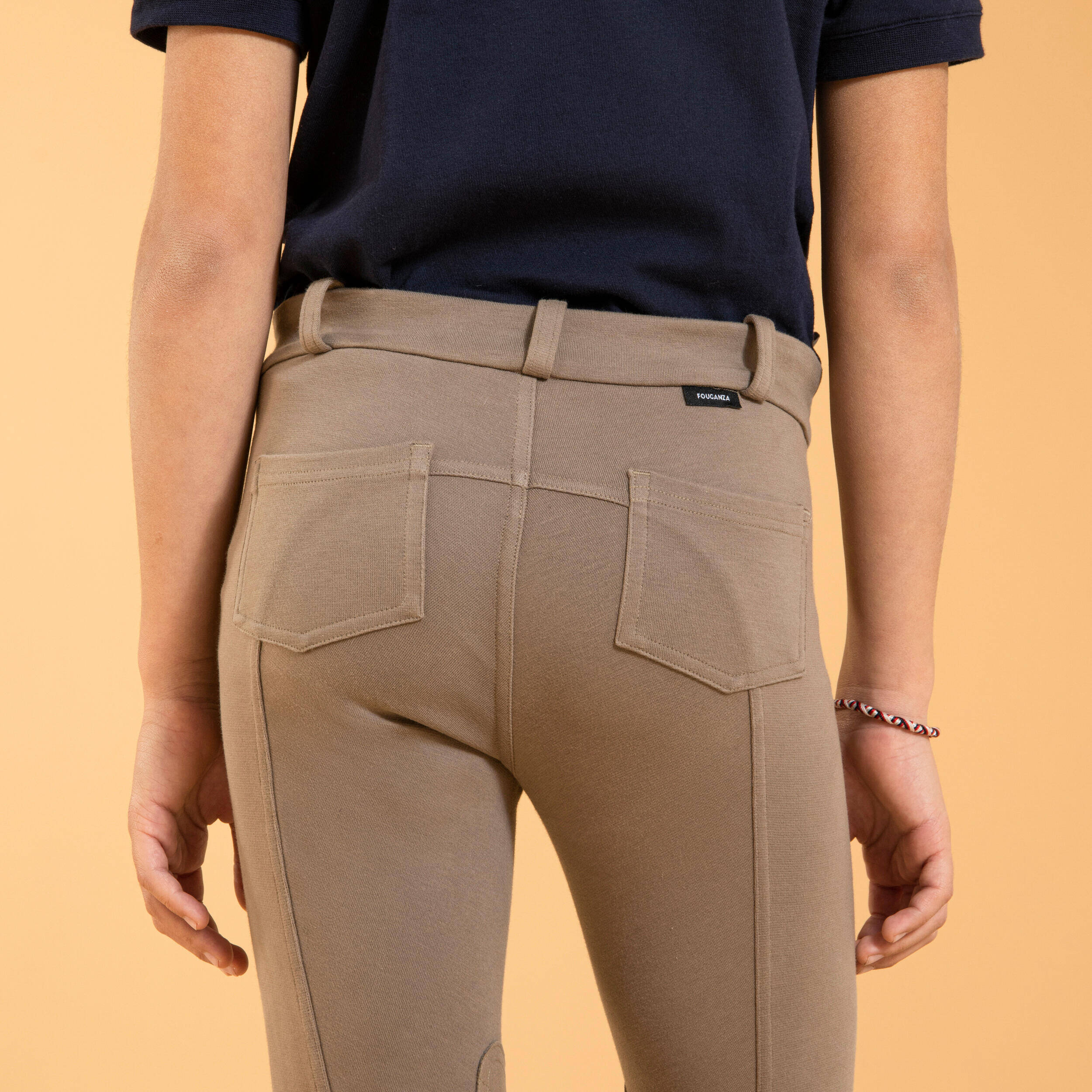 Kids' Horse Riding Suede Patch Jodhpurs 140 - Brown -  4