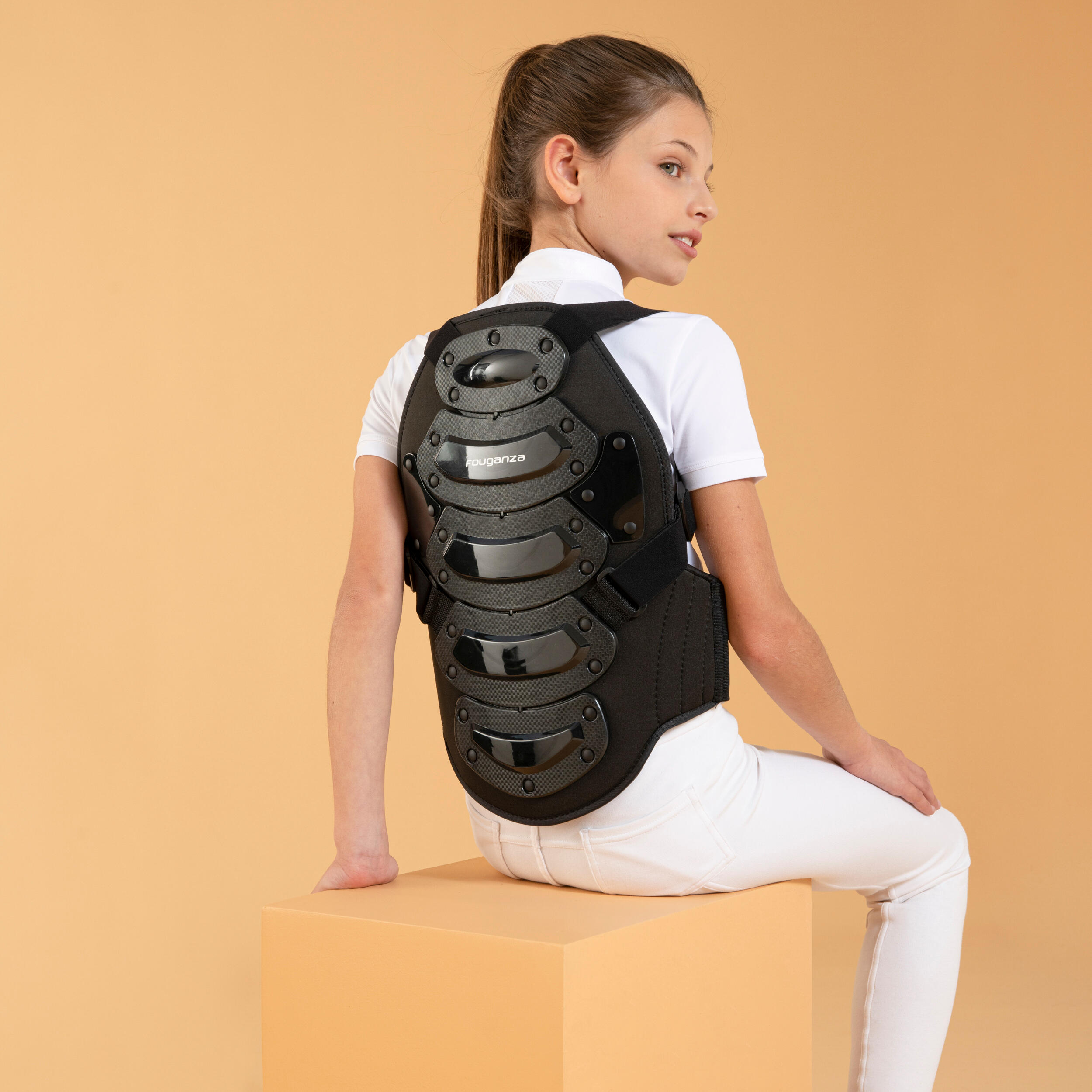 Kids' Horse Riding Back Protector Safety - Black 3/4