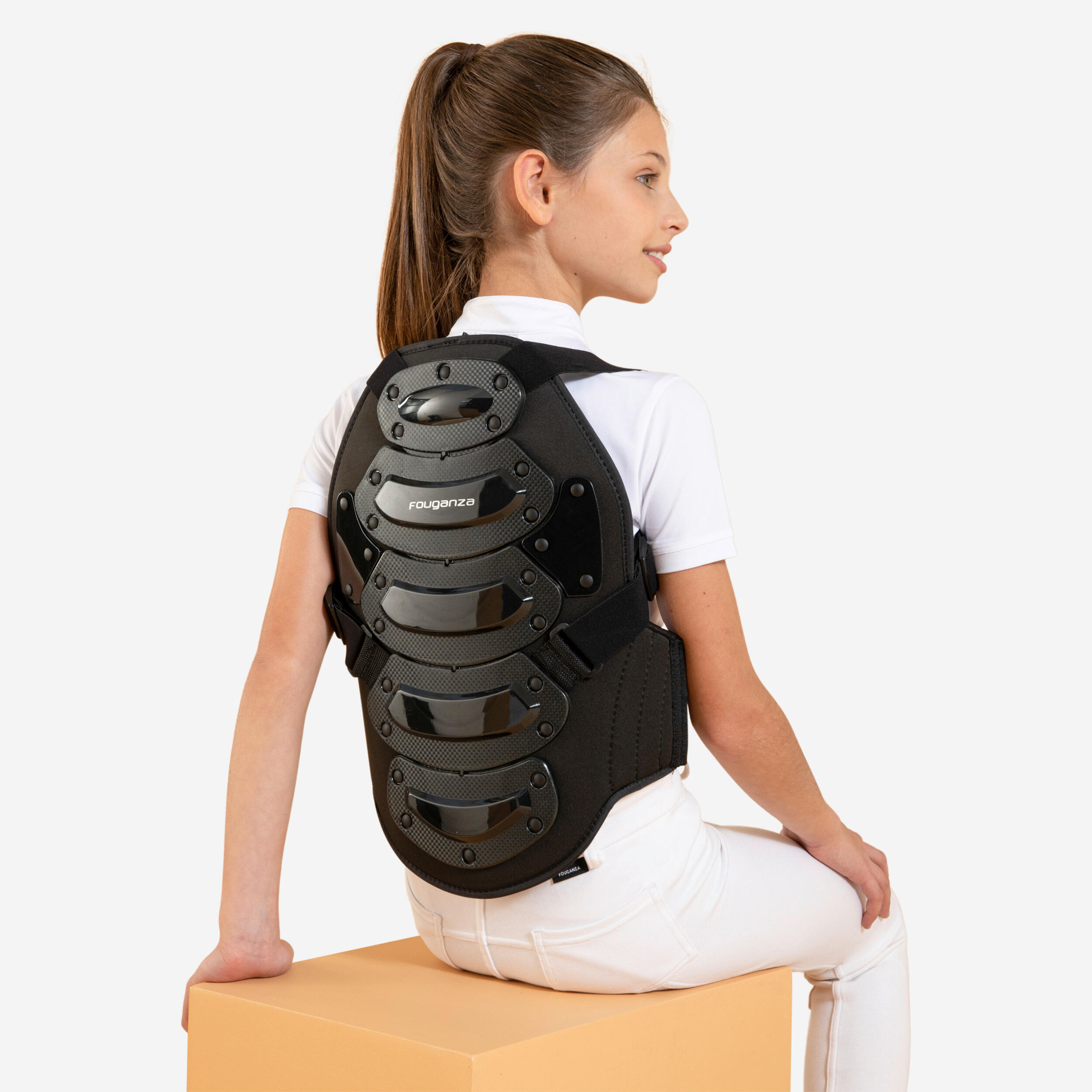 Kids' Horse Riding Back Protector Safety - Black 1/4