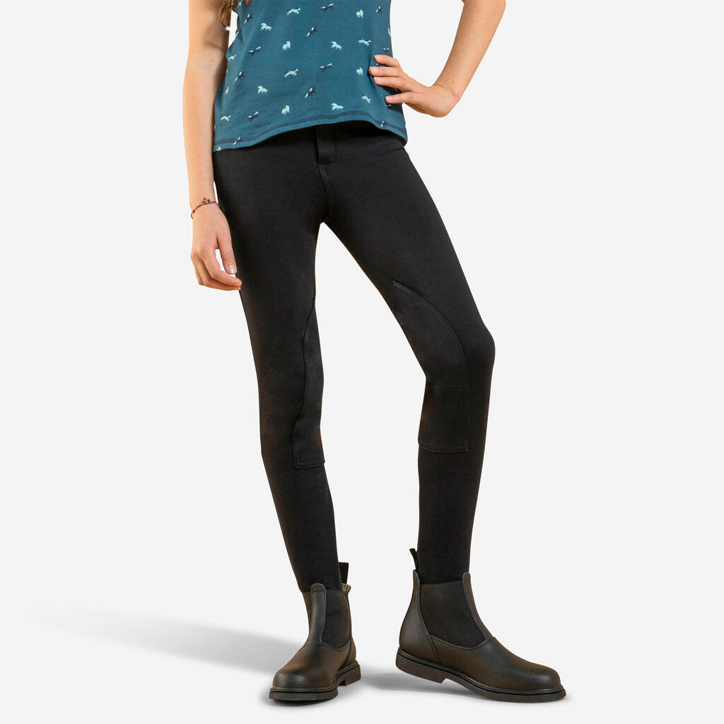Kids' Jodhpurs Horse Riding Black - 100 Series