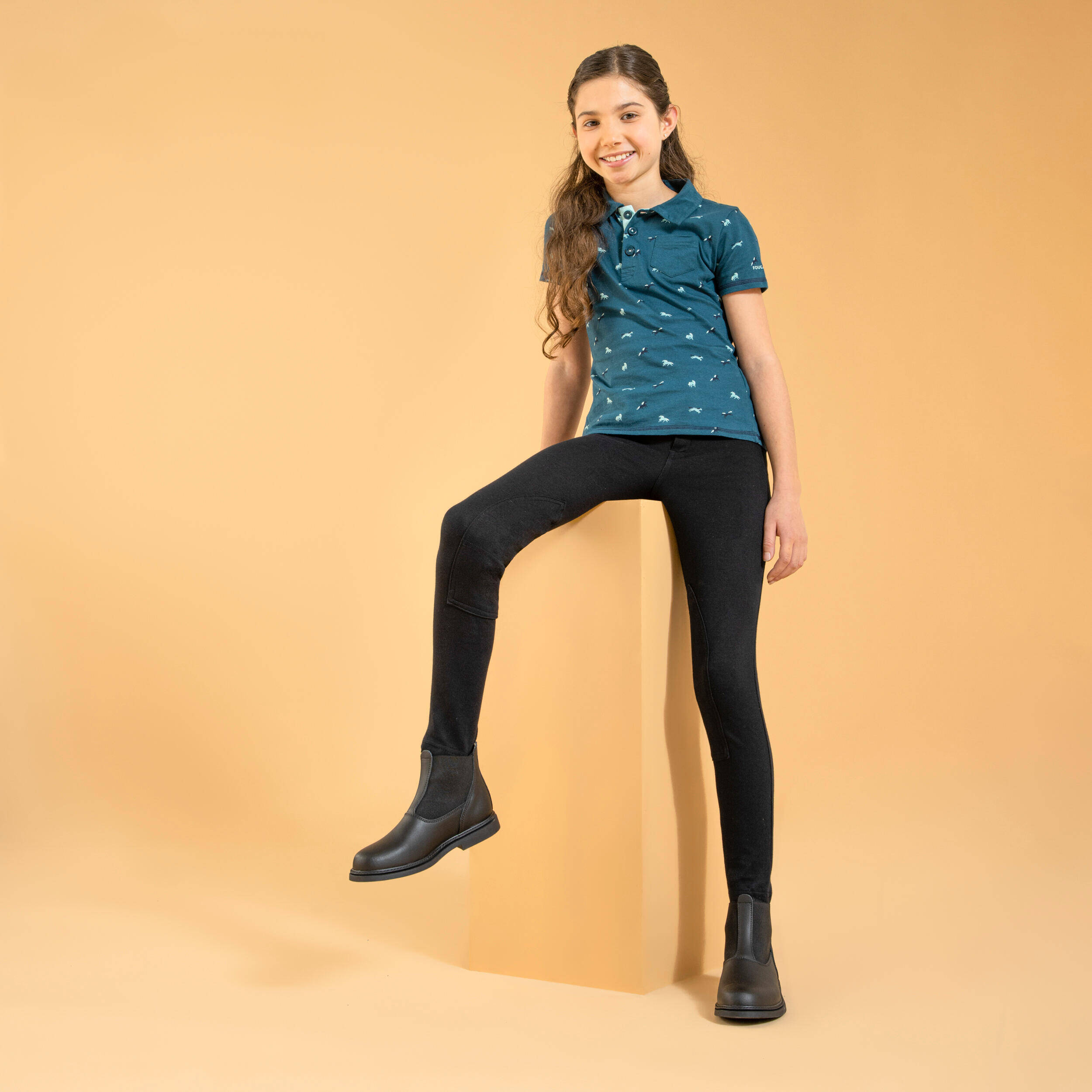 Kids' Horse Riding Jodhpurs 100 - Black -  2
