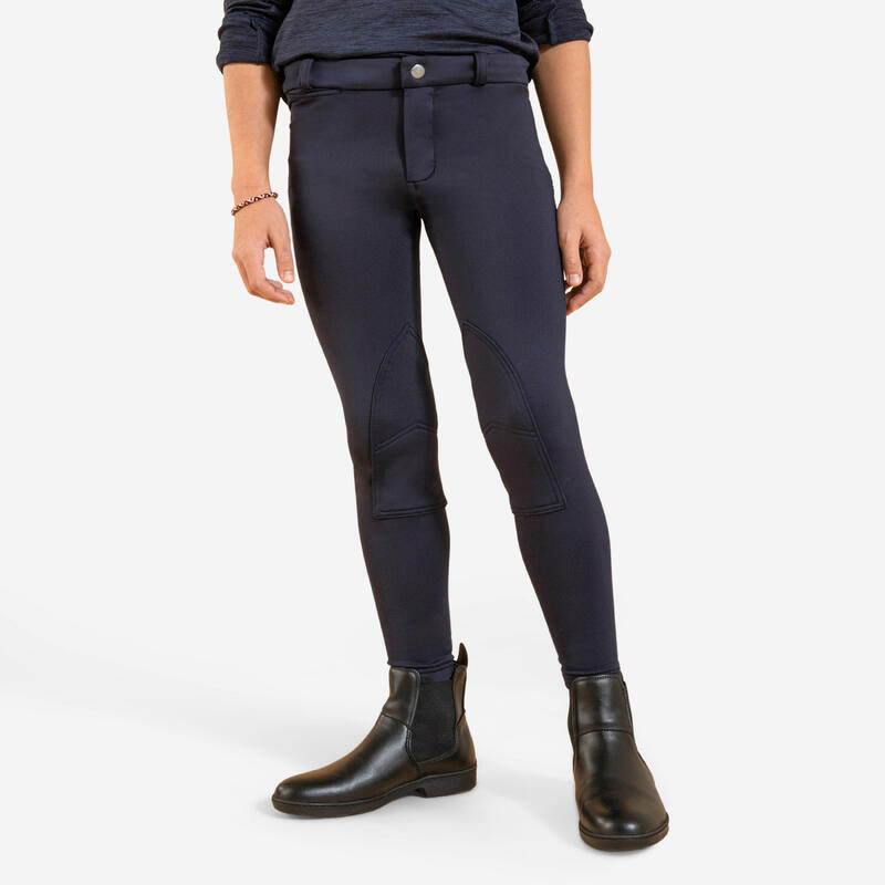 Pantalón equitación 100 Warm cálido Niños Fouganza azul marino