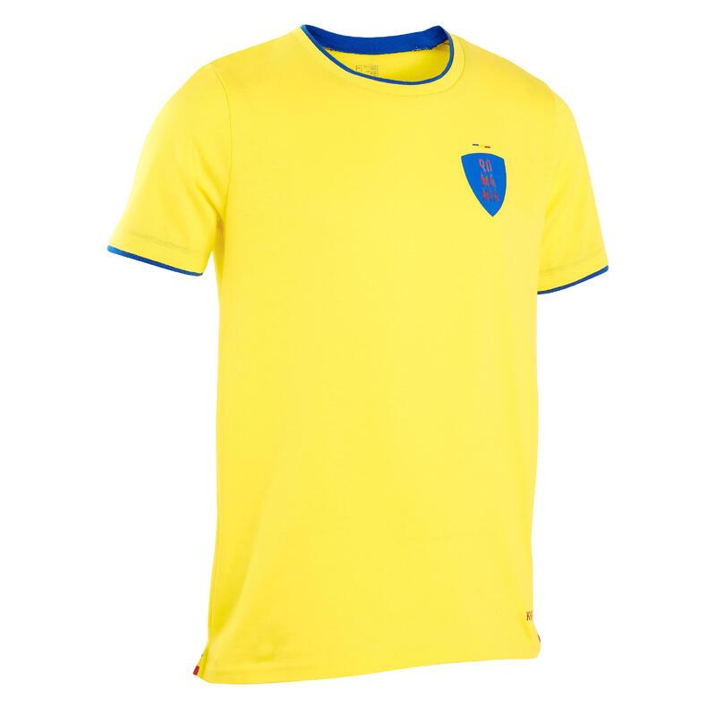 Tricou Fotbal FF100 România 2024 Galben Copii 