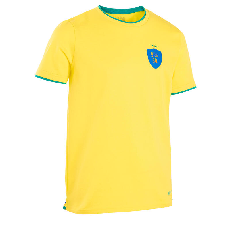 Koszulka dla dzieci Kipsta FF100 w kolorach Brazylii 2022
