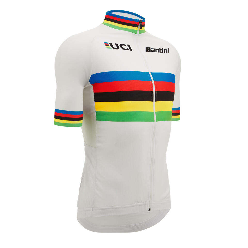 Radtrikot Santini UCI World Champion Collection Rennrad kurzarm weiss