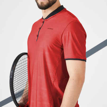 Camiseta de tenis manga corta slim con cuello hombre Artengo TTS Dry rojo