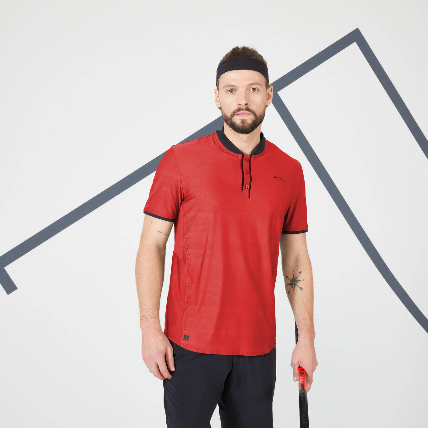 Men's Tennis Short-Sleeved T-Shirt Dry+ - Red