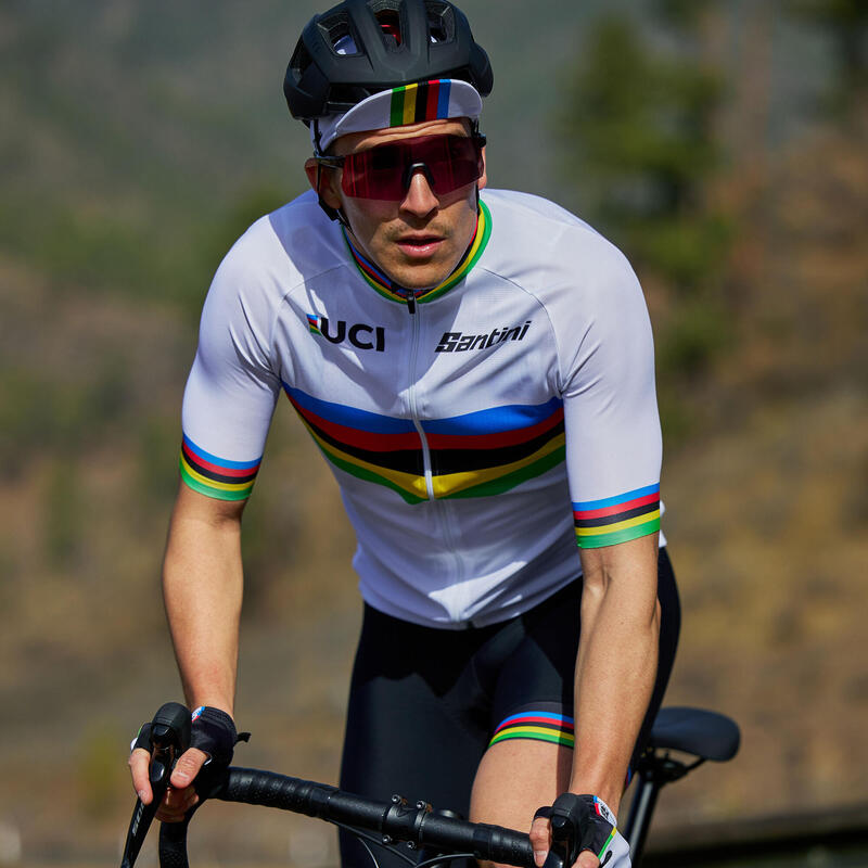 Radtrikot Santini UCI World Champion Collection Rennrad kurzarm weiss