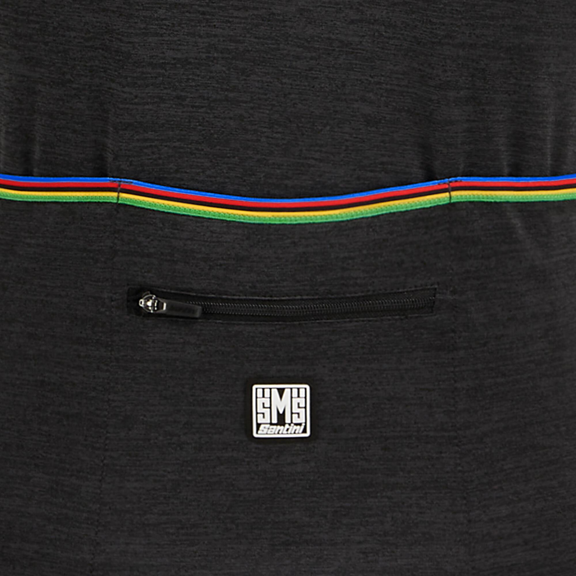 Men's Short-Sleeved Road Cycling Jersey Santini UCI - Black Rainbow 6/7