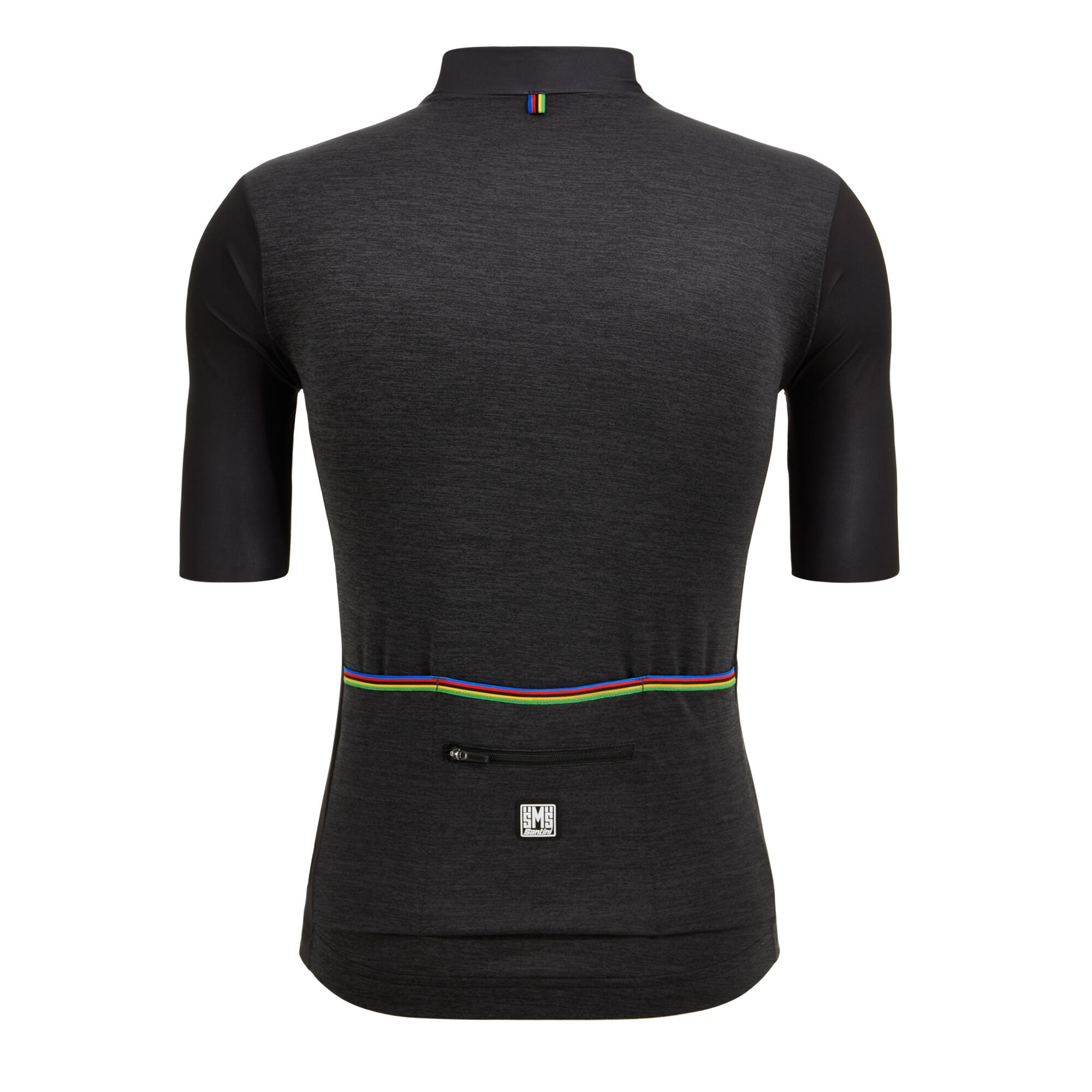 Men's Short-Sleeved Road Cycling Jersey Santini UCI - Black Rainbow 3/7
