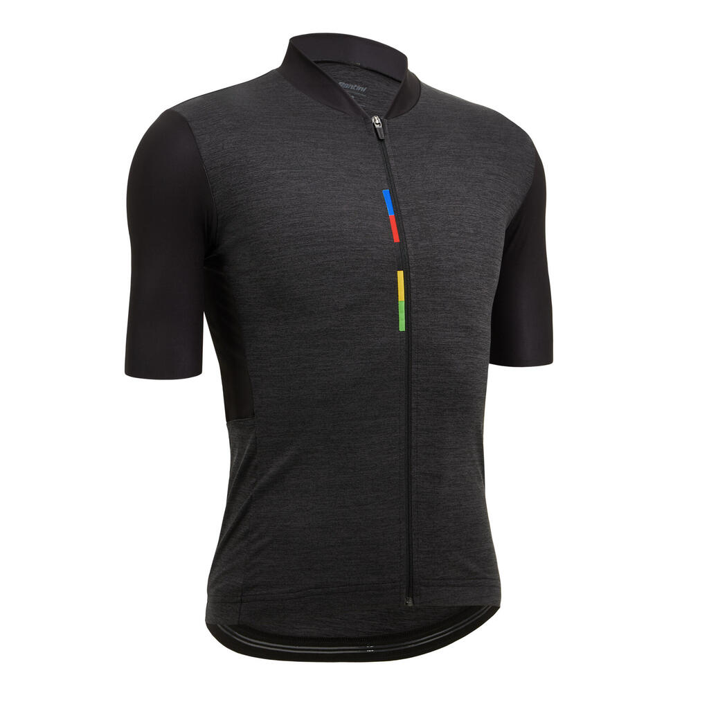 Radtrikot kurzarm UCI Santini Herren schwarz/bunt