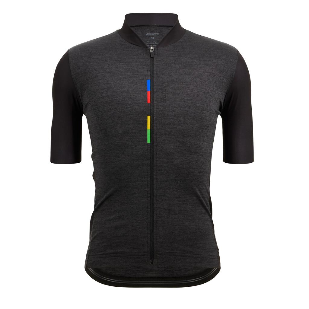 Radtrikot kurzarm UCI Santini Herren schwarz/bunt