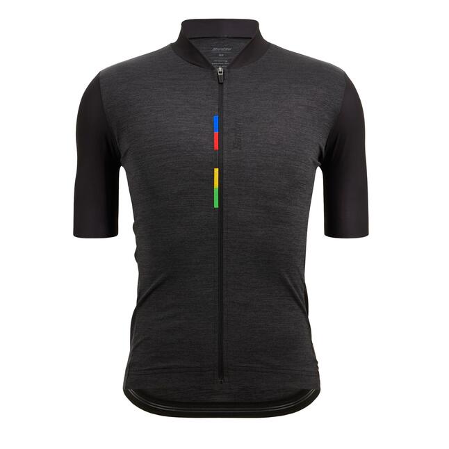 Fietsshirt met korte mouwen voor heren Santini UCI zwart rainbow
