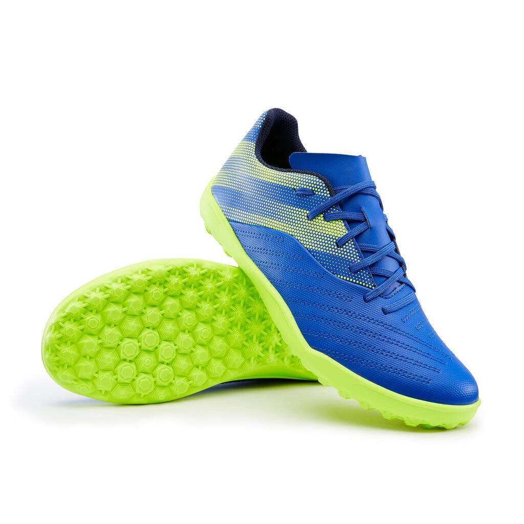 Fussballschuhe Agility 140 TF Schnürsenkel blau/gelb