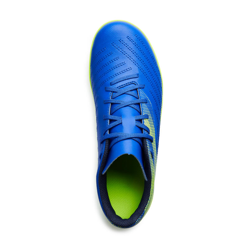 Chaussure de football enfant terrain sec AGILITY 140 FG Lacets Bleue Jaune