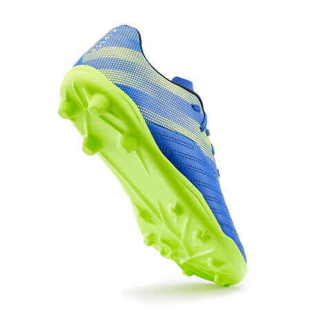 Παιδικά ποδοσφαιρικά παπούτσια 140 FG με κορδόνια για στεγνό γήπεδο Agility 140 FG - Μπλε/Κίτρινο