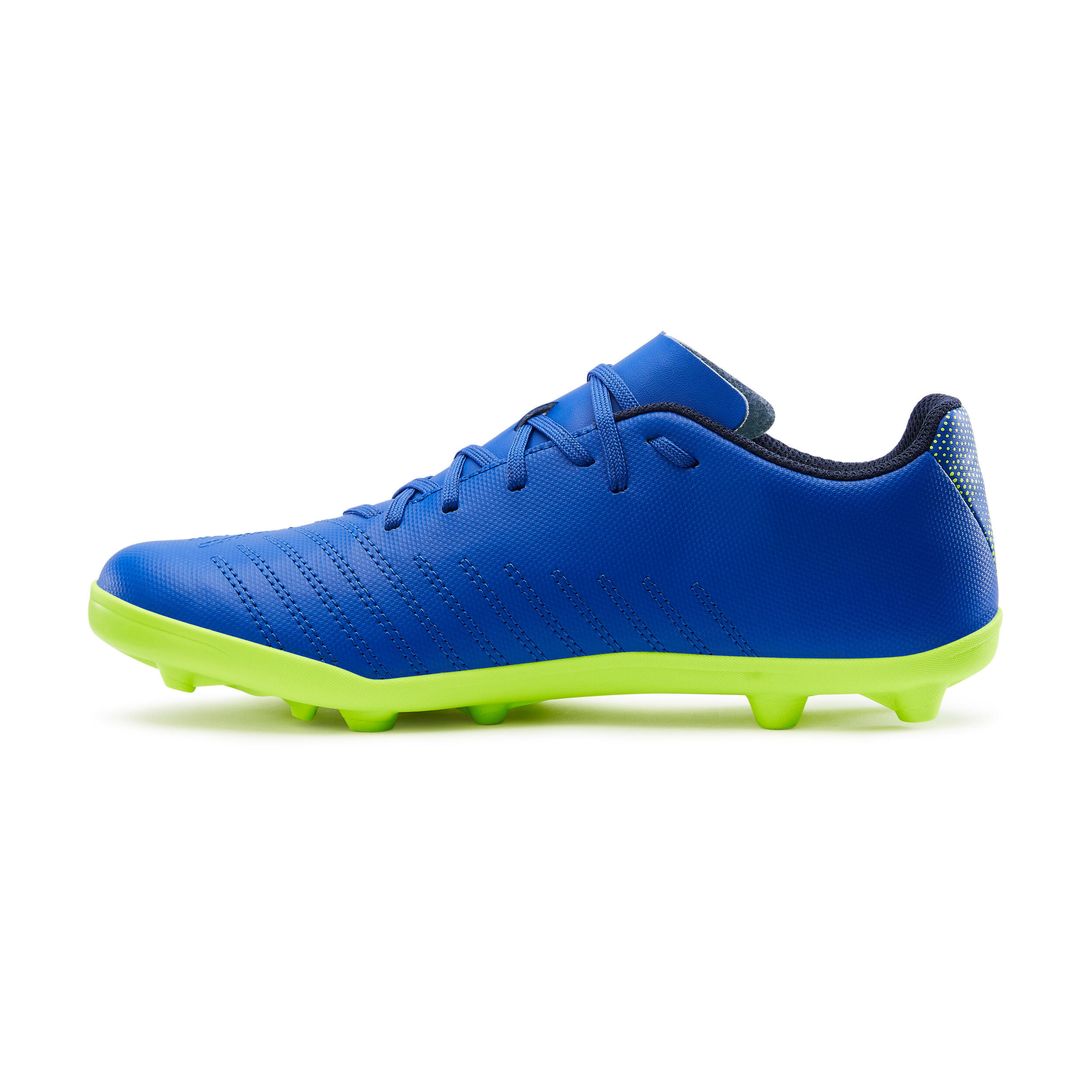 Kids' Dry Pitch Lace-Up Football Boots Agility 140 FG - Blue/Yellow 3/8