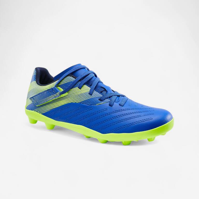 Kids Football Shoes Agility 140 Velcro Grass - Blue Yellow