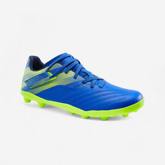 Botas de Fútbol Niños Kipsta Agility 140 FG velcro azul amarillo