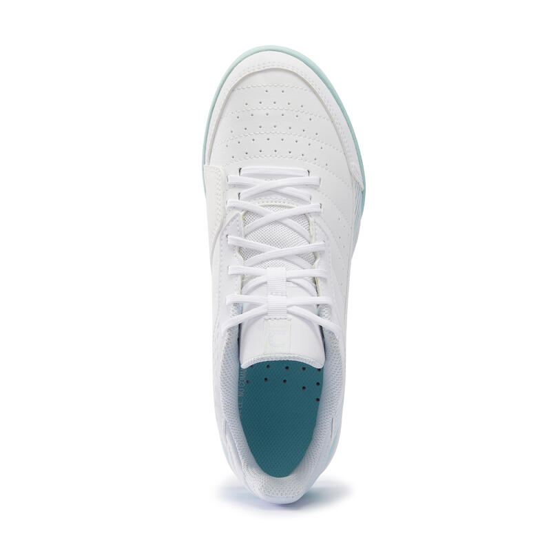 Chaussures de futsal femme Eskudo 500 blanches et bleues