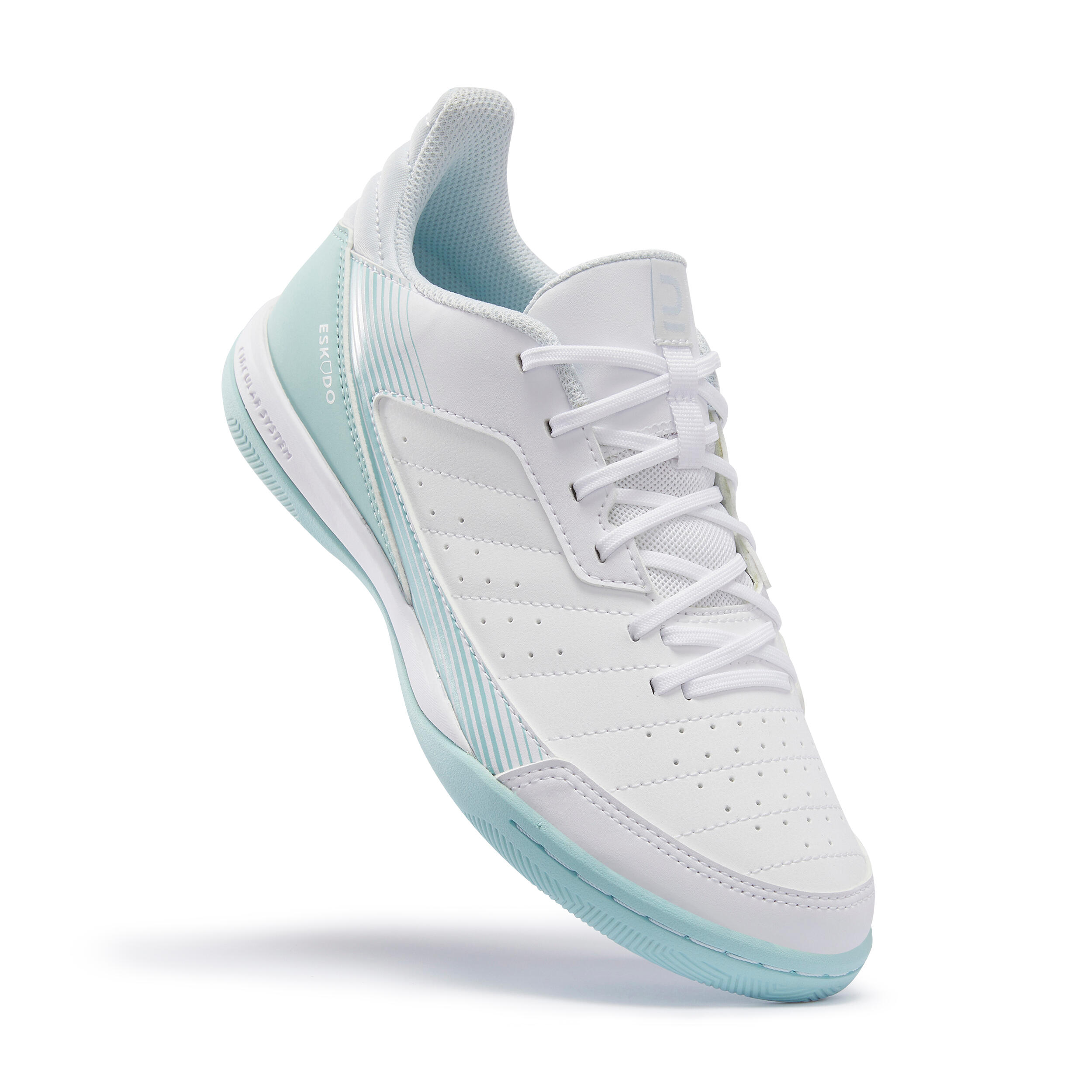 Chaussures de futsal femme Eskudo 500 blanches et bleues 4/8