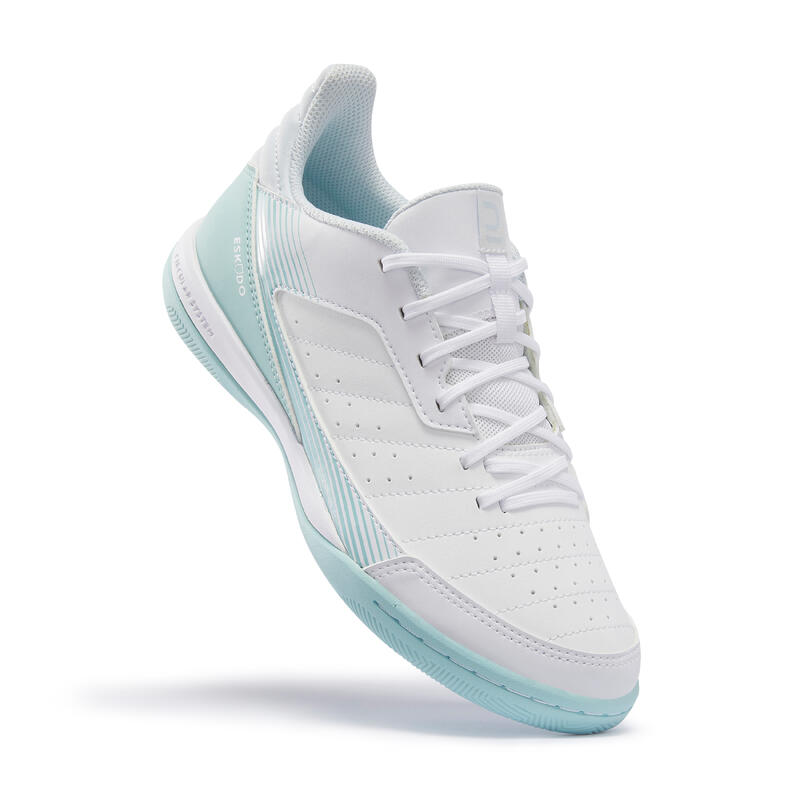 Chaussures de futsal femme Eskudo 500 blanches et bleues