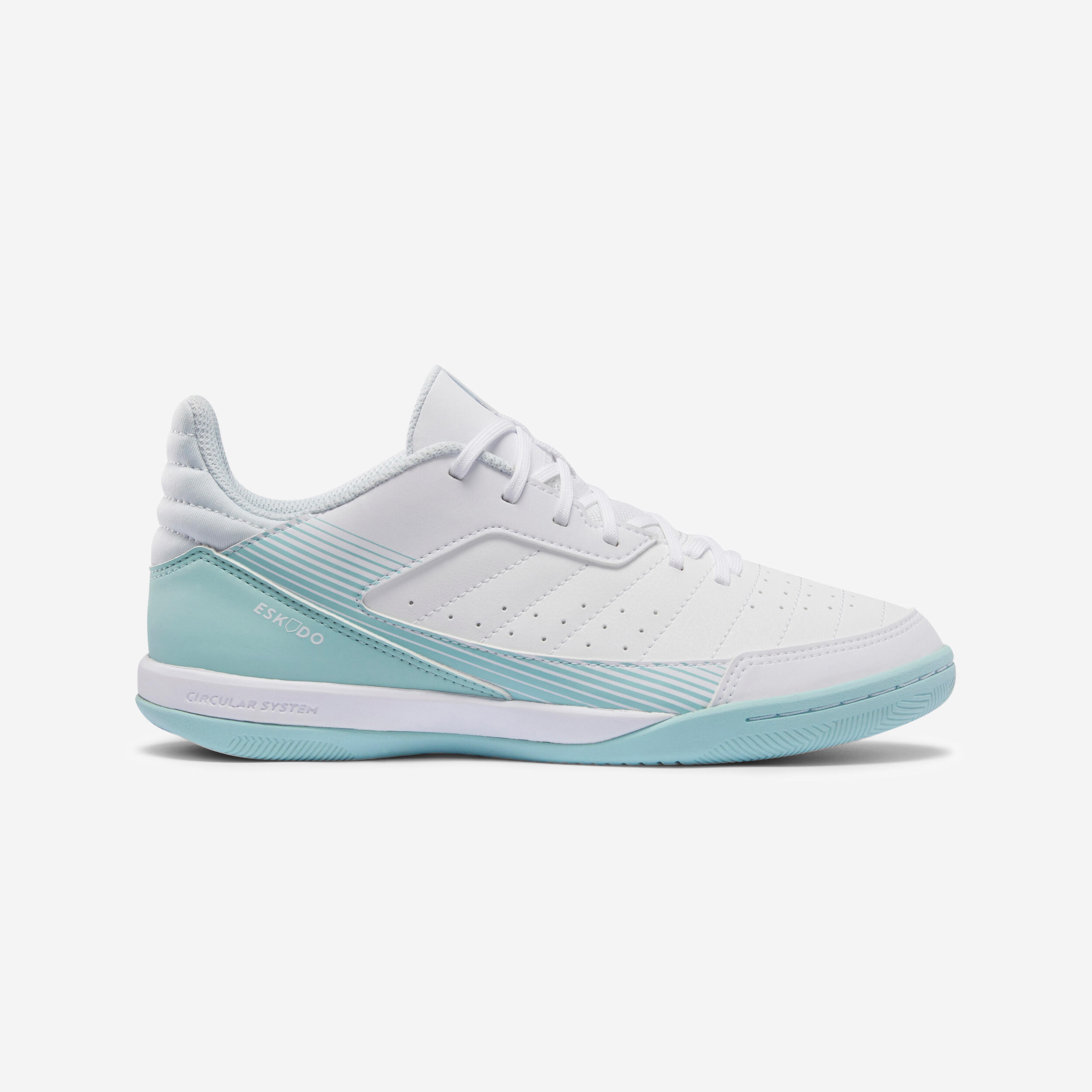 Sapatilhas de futsal mulher eskudo 500 branco/azul