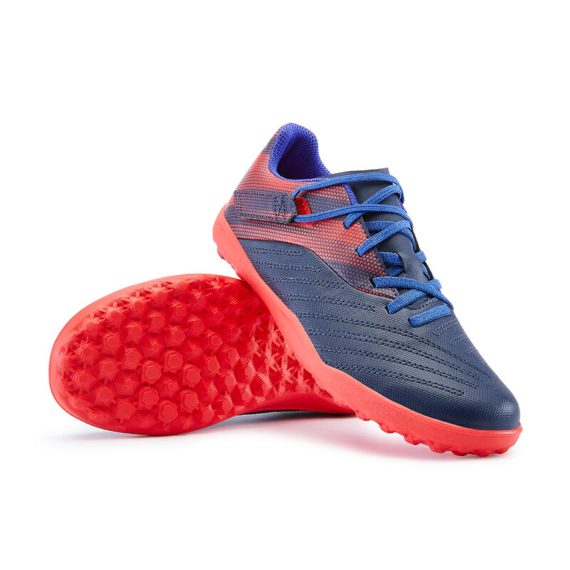 Voetbalschoenen Agility 140 TF klittenband blauw/rood