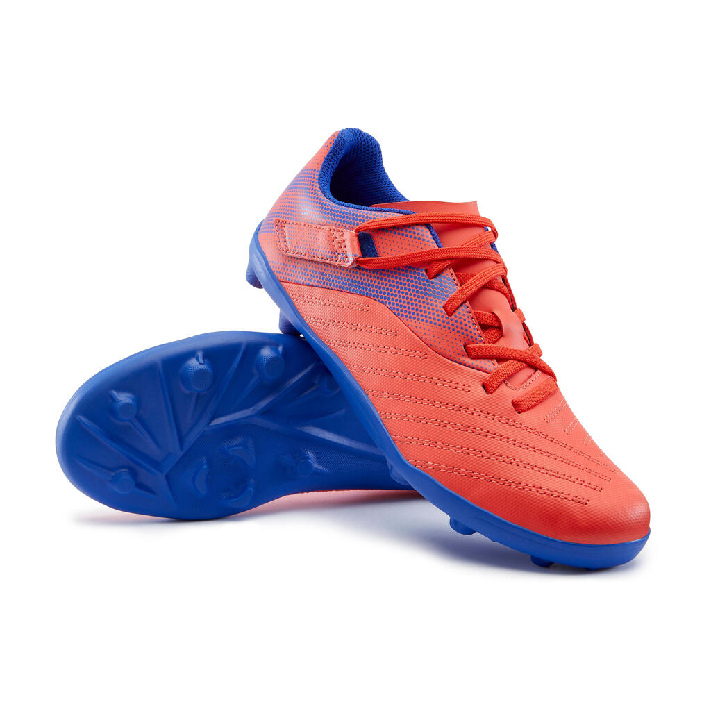 Kids' Dry Pitch Football Boots with Rip-Tabs Agility 140 FG - Red/Blue