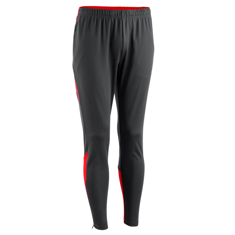 Pantalón de fútbol VIRALTO CLUB gris antracita y rojo 