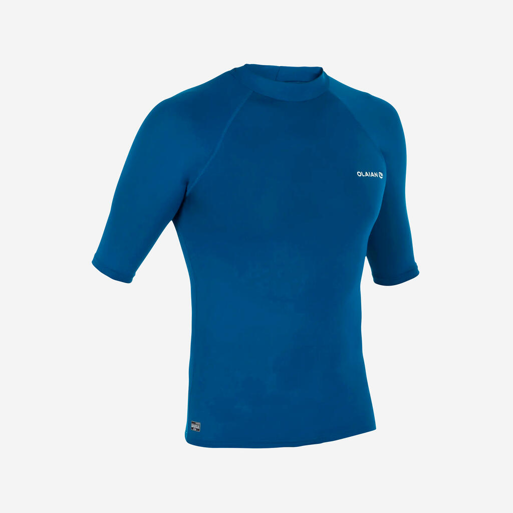 POLERA ANTI-UV SURF HOMBRE 100 AZUL MANGA CORTA