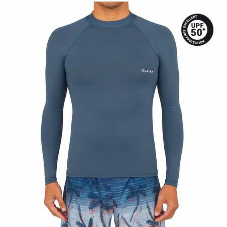 Men's surfing long-sleeved UV-protection top T-shirt 100 - grey