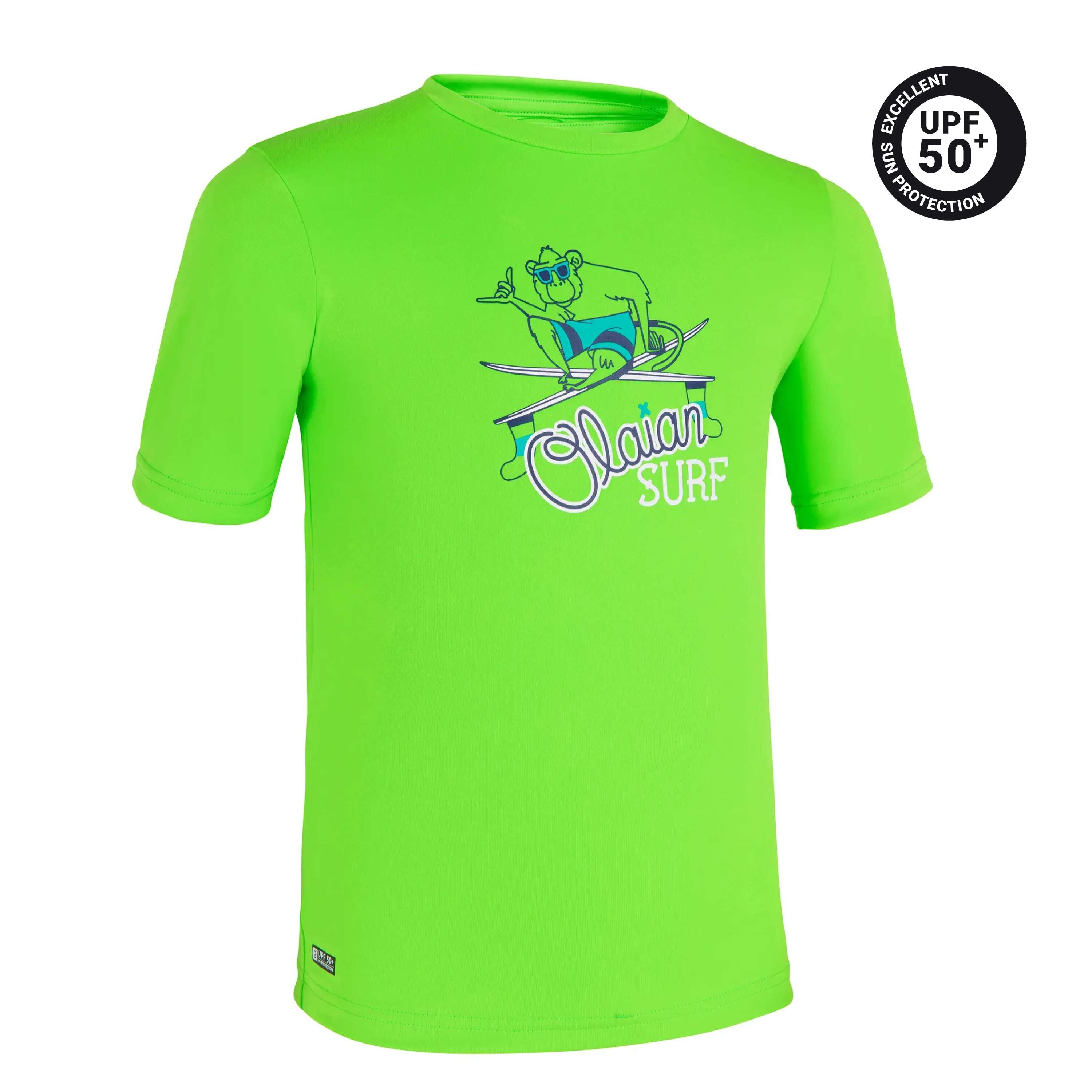 Camiseta protección solar manga corta Niños verde