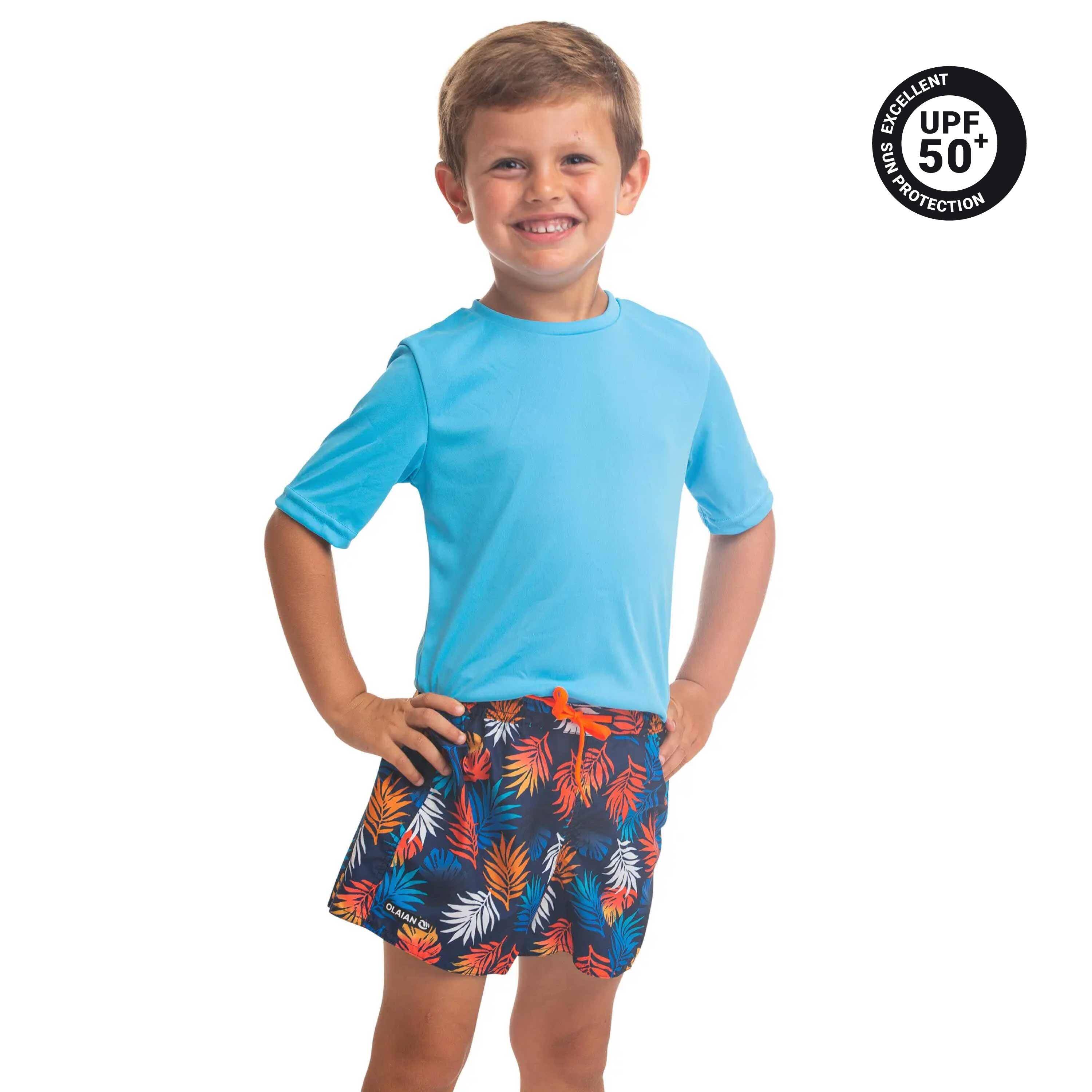 Kids Surfing UV Rash Guard T-shirt Blue -  1
