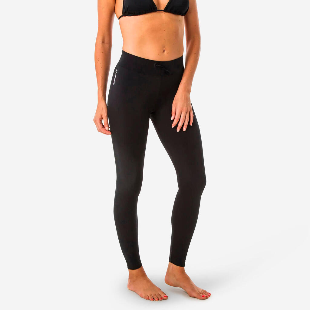 Licra con protección solar de surf para mujer Olaian UV Leg 100 negro