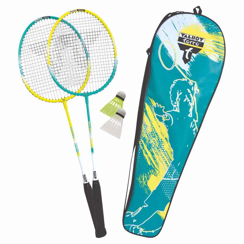 Premium Badminton Set mit 2 leichten Schlägern und 2 Kunststoff-Federbällen Media 1
