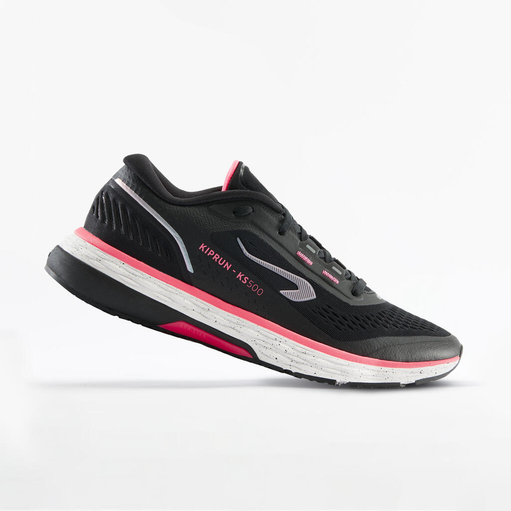 Laufschuhe Damen - Kiprun KS500 schwarz/rosa