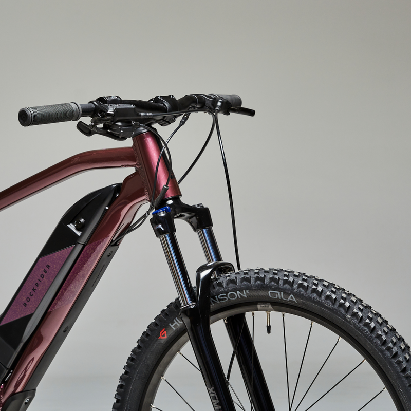 velo VTT electrique semi rigide 27 5 E ST 500 prune pour les clubs et collectivites Decathlon Pro