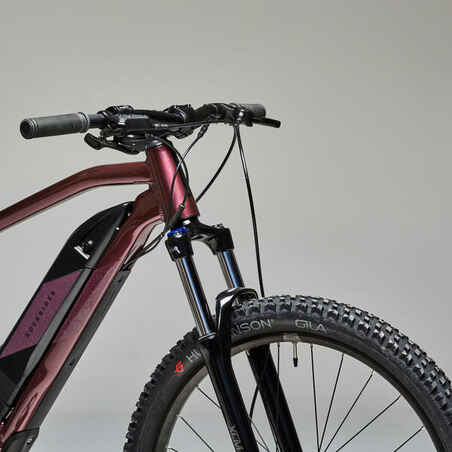 Moteriškas elektrinis kalnų dviratis „E-ST 500“, 27,5 col. ratai, slyvinis